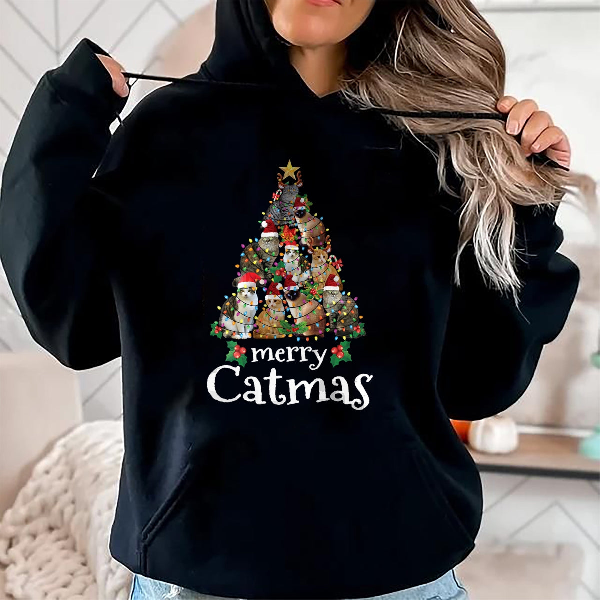 Christmas Shirts for Family, Funny christmas shirts, Christmas Unisex T-Shirt/Hoodie/Sweatshirt HLT00 - Merry Catmas Funny Cat Mom Cat Dad Christmas Cat T-Shirt