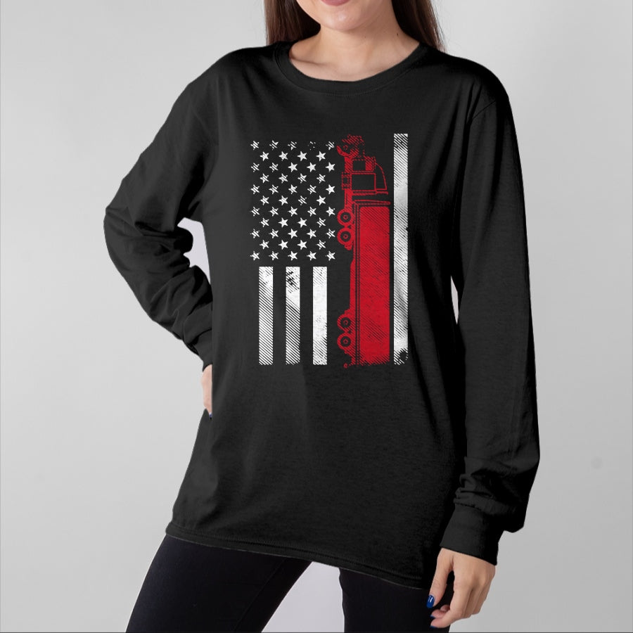 Best Truck Driver Life Shirt, Funny Trucker UnisexT-Shirt/Hoodie/Sweatshirt HLT00 - US American Flag Semi Truck Driver 18 Wheeler Trucker Gift Short Sleeve T-Shirt