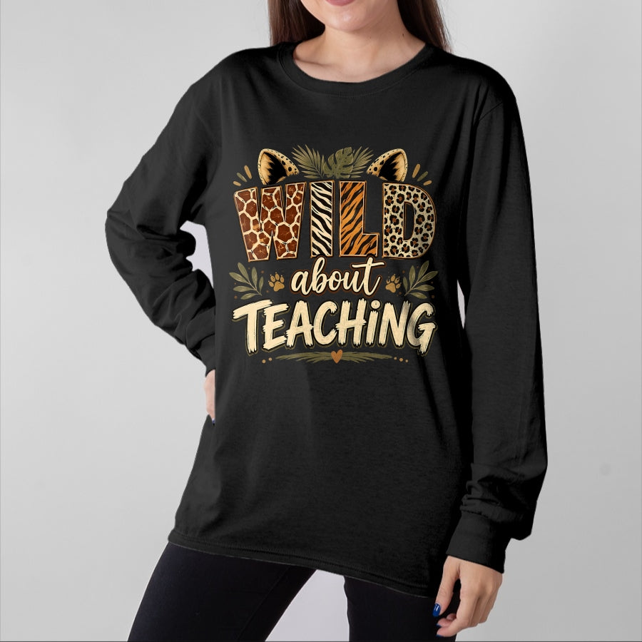 Best Teacher Shirt, Funny Teacher UnisexT-Shirt/Hoodie/Sweatshirt HLT00 - Wild About Teaching Leopard Safari Animal Print Teacher Fun T-Shirt