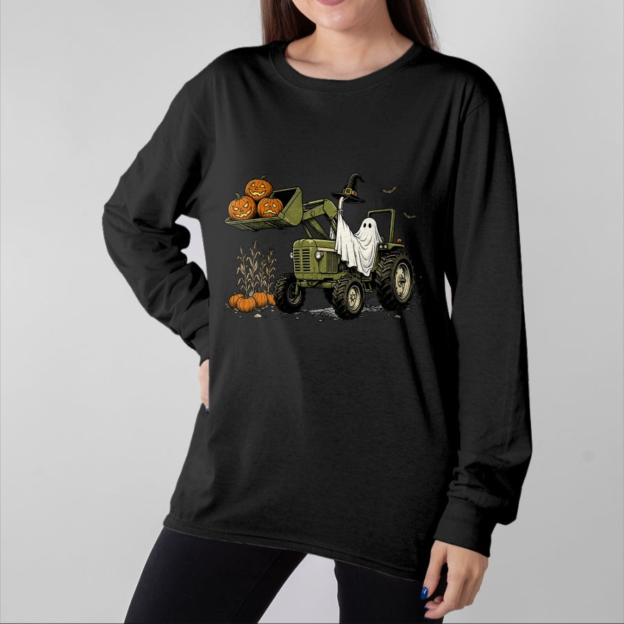 Best Farmer Life Shirt, Funny Farmer UnisexT-Shirt/Hoodie/Sweatshirt HLT00 - Ghost Tractor Pumpkin Halloween Costume Farmer Boys Kids T-Shirt