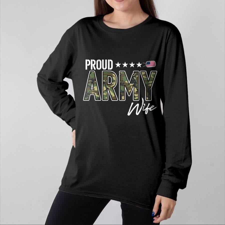Best Wife Shirt, Wife and Husband Unisex T-Shirt/Hoodie/Sweatshirt HLT00 - Gift for wife T shirt, lucky wife OCP Proud Army Wife Pullover Hoodie