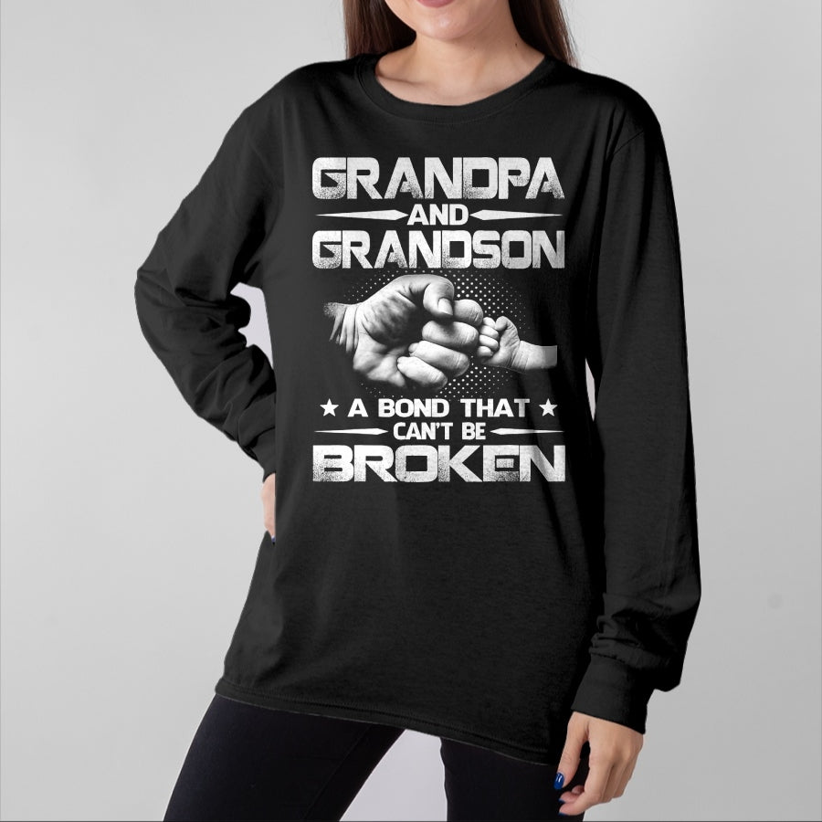 Best Grandpa Shirt, Proud Grandpa Unisex T-Shirt/Hoodie/Sweatshirt HLT00 - Grandpa And Grandson A Bond That Can't Be Broken T-Shirt