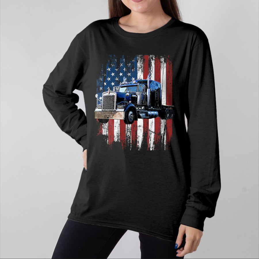 Best Truck Driver Life Shirt, Funny Trucker UnisexT-Shirt/Hoodie/Sweatshirt HLT00 - Trucker American Flag Truck Driver Truck Driver Gift T-Shirt