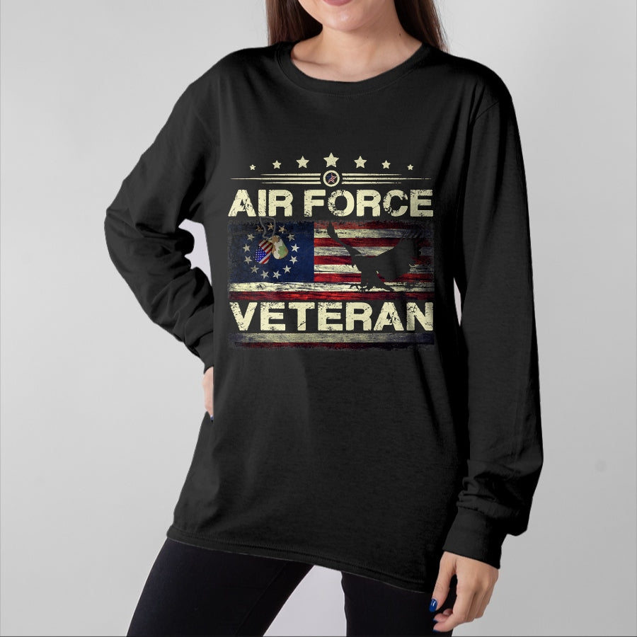 Proud Veteran Shirt, Funny Veteran UnisexT-Shirt/Hoodie/Sweatshirt HLT00 - Veteran US Air Force Tshirt - American Betsy Ross Flag T-Shirt