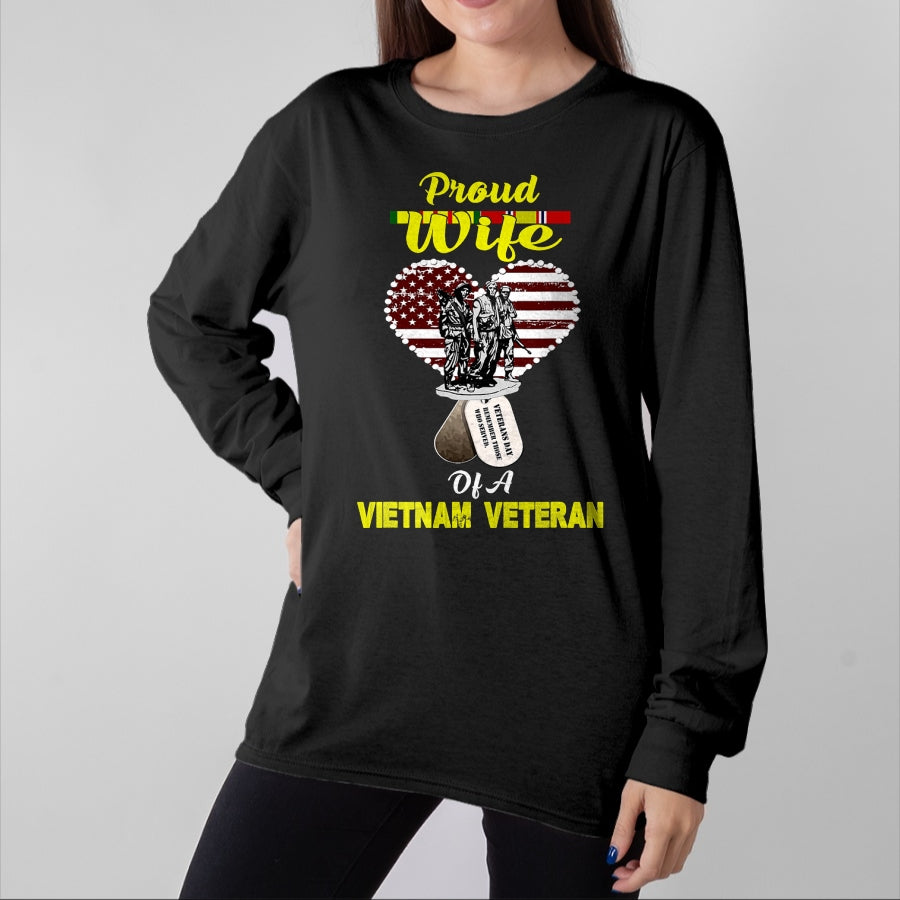 Best Wife Shirt, Wife and Husband Unisex T-Shirt/Hoodie/Sweatshirt HLT00 - Gift for wife T shirt, lucky wife Proud Wife Of A Vietnam Veteran T shirt