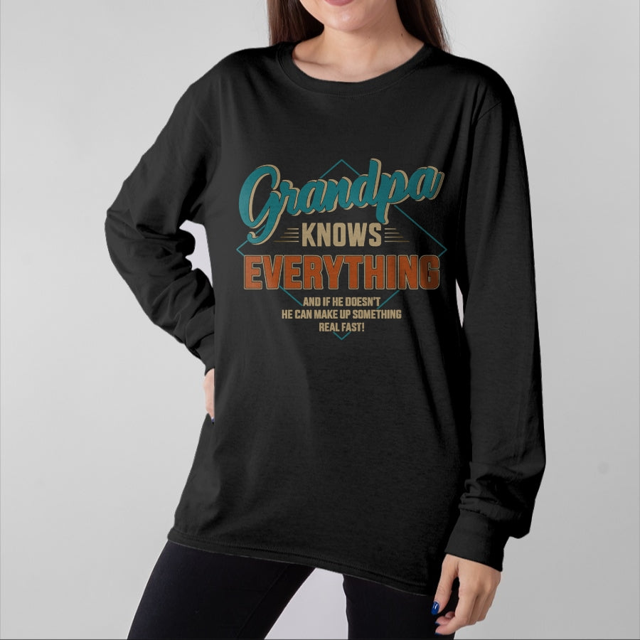 Best Grandpa Shirt, Proud Grandpa Unisex T-Shirt/Hoodie/Sweatshirt HLT00 - Funny grandpa knows everything for father's day T-Shirt (1)