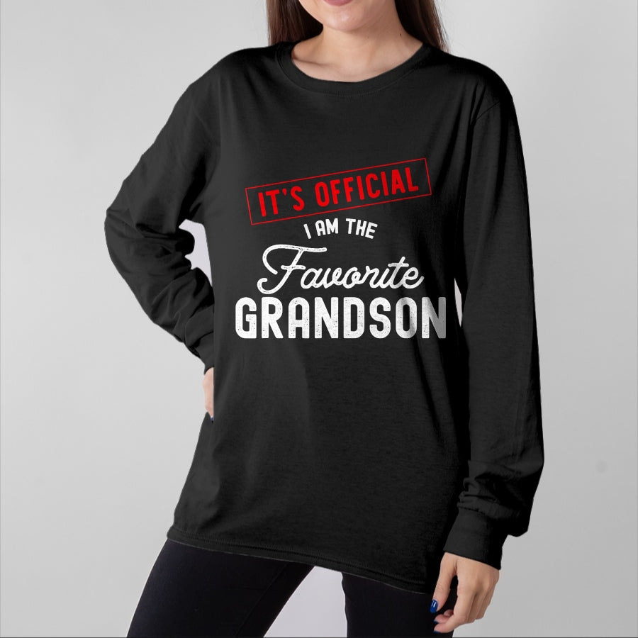Best Grandpa Shirt, Proud Grandpa Unisex T-Shirt/Hoodie/Sweatshirt HLT00 - It's Official I'm The Favorite Grandson Vintage T-Shirt