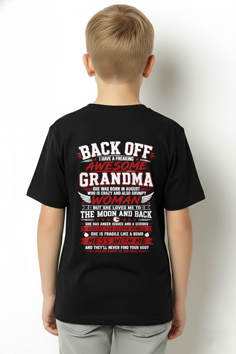 AUGUST, SHE IS FRAGILE LIKE A BOMB MESS WITH ME - SHIRT FROM GRANDMA TO GRANDSON - HLT08 (SKU2608-07-08)