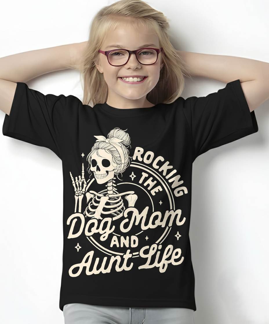 ROCKING THE DOG MOM LIFE - DOG MOM SHIRT FOR WOMEN - SKELETON DOG LOVER GIFT - KIEN00 (SKU2608-KEN-01)