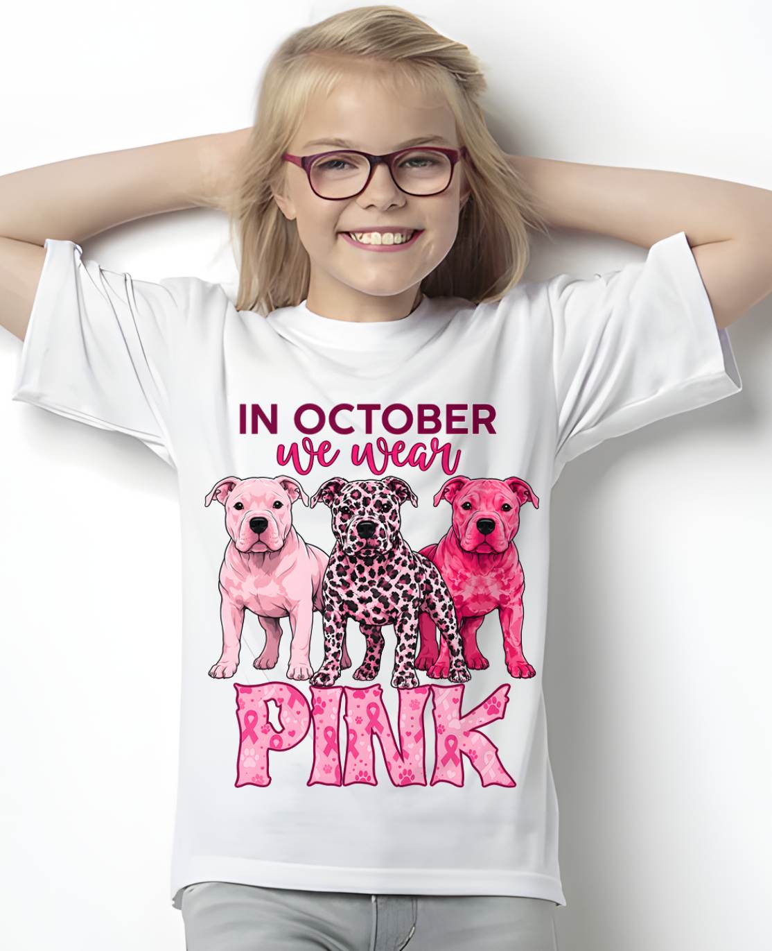 IN OCTOBER WE WEAR PINK - PITBULL MOM SHIRT FOR WOMEN - PINK OCTOBER BREAST CANCER AWARENESS - KIEN00 (SKU2608-330)