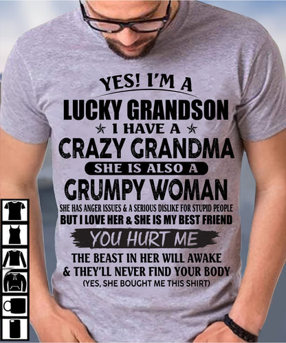 LUCKY GRANDSON OF CRAZY GRANDMA -  PERFECT GIFT FROM GRANDMA - kien00 (SKU12-113-00)