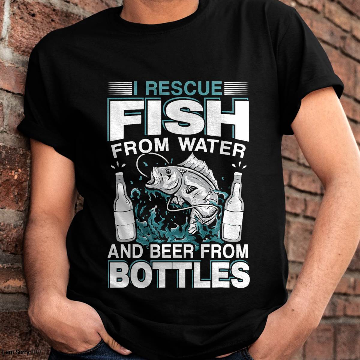 I Rescue Fish From Water And Beer From Bottles Fisherman- Funny Fishing T-Shirt