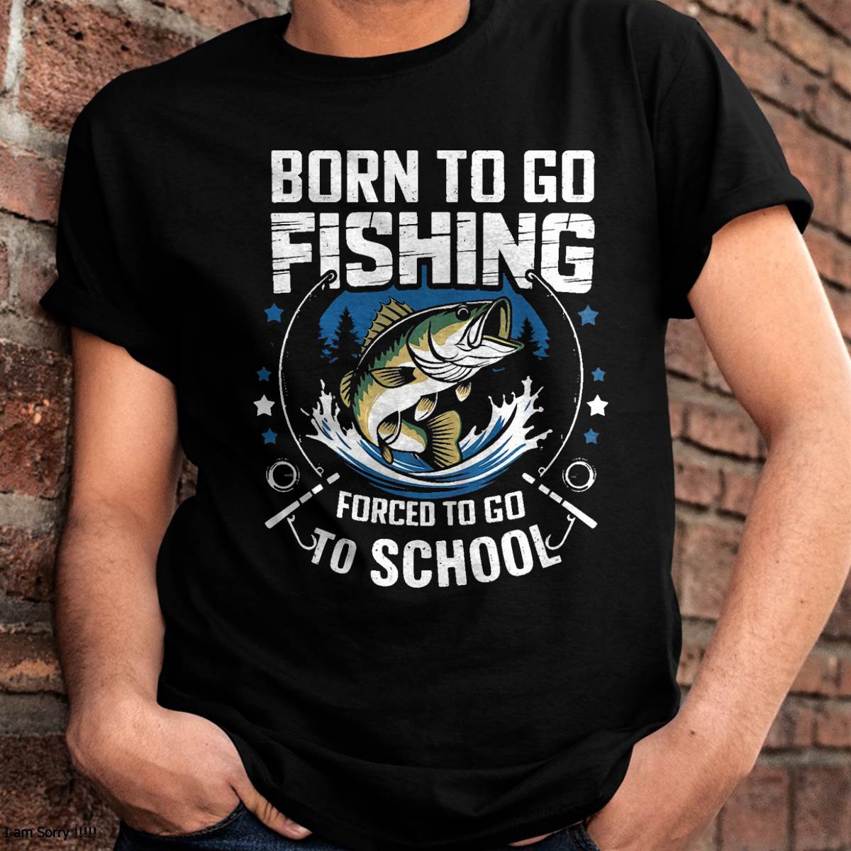 Boys Fishing Born to Go Fishing Forced to Go to School T-Shirt