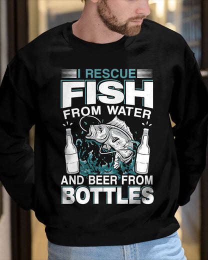 I Rescue Fish From Water And Beer From Bottles Fisherman- Funny Fishing T-Shirt