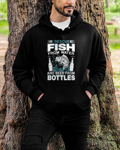 I Rescue Fish From Water And Beer From Bottles Fisherman- Funny Fishing T-Shirt