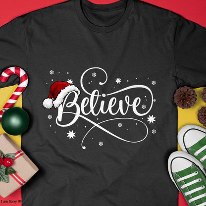 Christmas Shirts for Family, Funny christmas shirts, Christmas Unisex T-Shirt/Hoodie/Sweatshirt HLT00 - Christmas - Believe Santa Claus Believe Christmas Kids T-Shirt