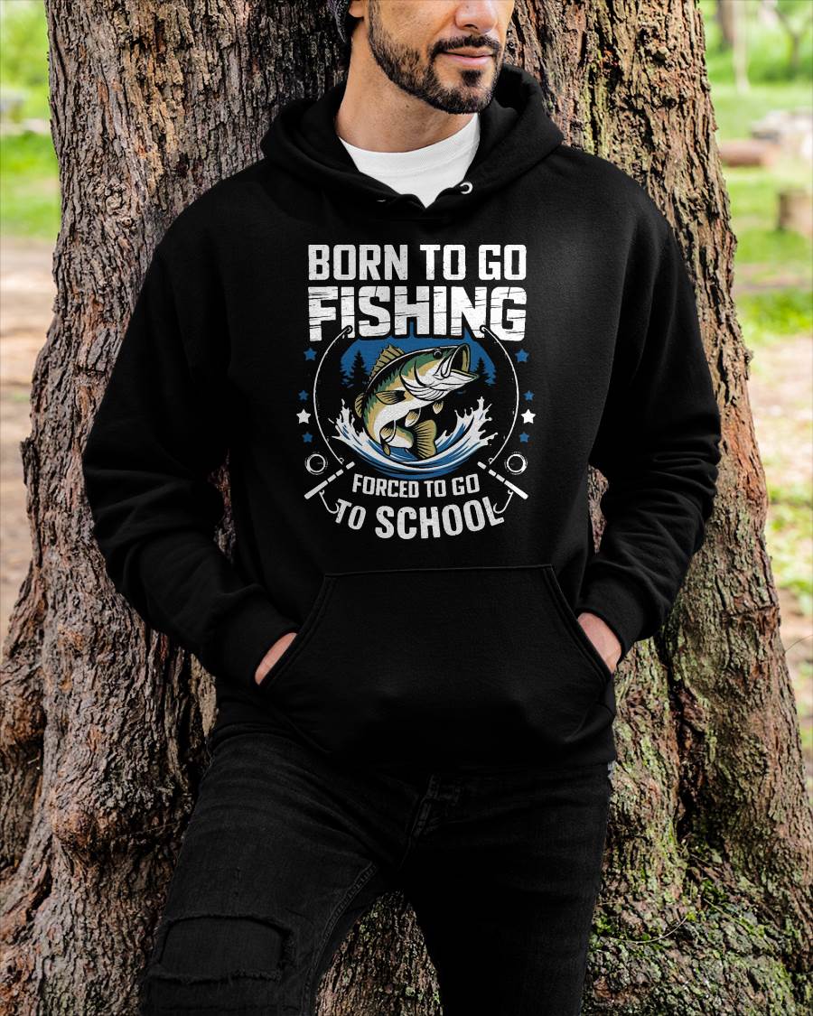 Boys Fishing Born to Go Fishing Forced to Go to School T-Shirt