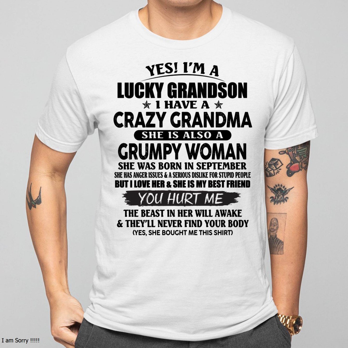 SEPTEMBER - LUCKY GRANDSON OF CRAZY GRANDMA -  PERFECT GIFT FROM GRANDMA - kien09 (SKU12-113-09)