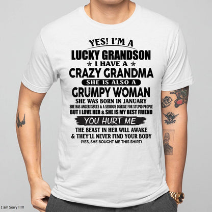 JANUARY - LUCKY GRANDSON OF CRAZY GRANDMA -  PERFECT GIFT FROM GRANDMA - kien01 (SKU12-113-01)