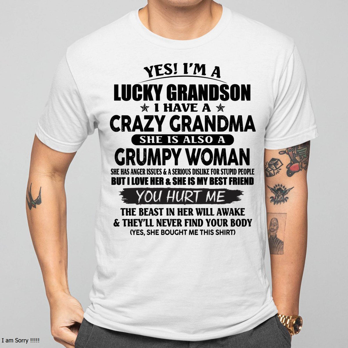 LUCKY GRANDSON OF CRAZY GRANDMA -  PERFECT GIFT FROM GRANDMA - kien00 (SKU12-113-00)