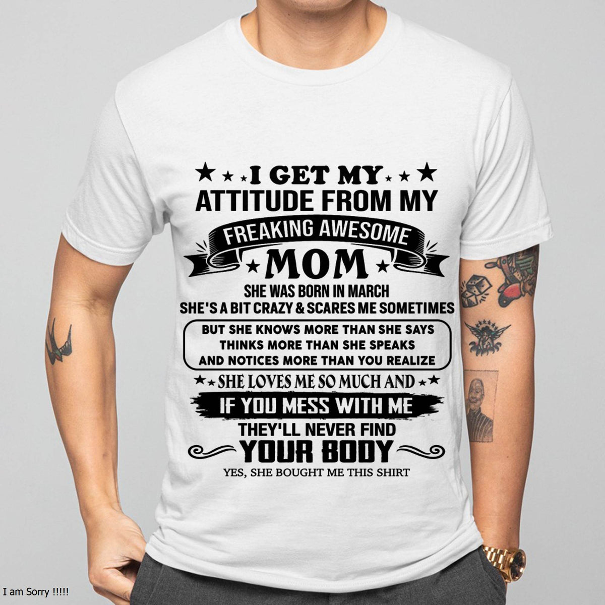 MARCH, MY FREAKING AWESOME MOM - SHIRT FROM MOM TO SON - KIEN03 (SKU2603-338-03)