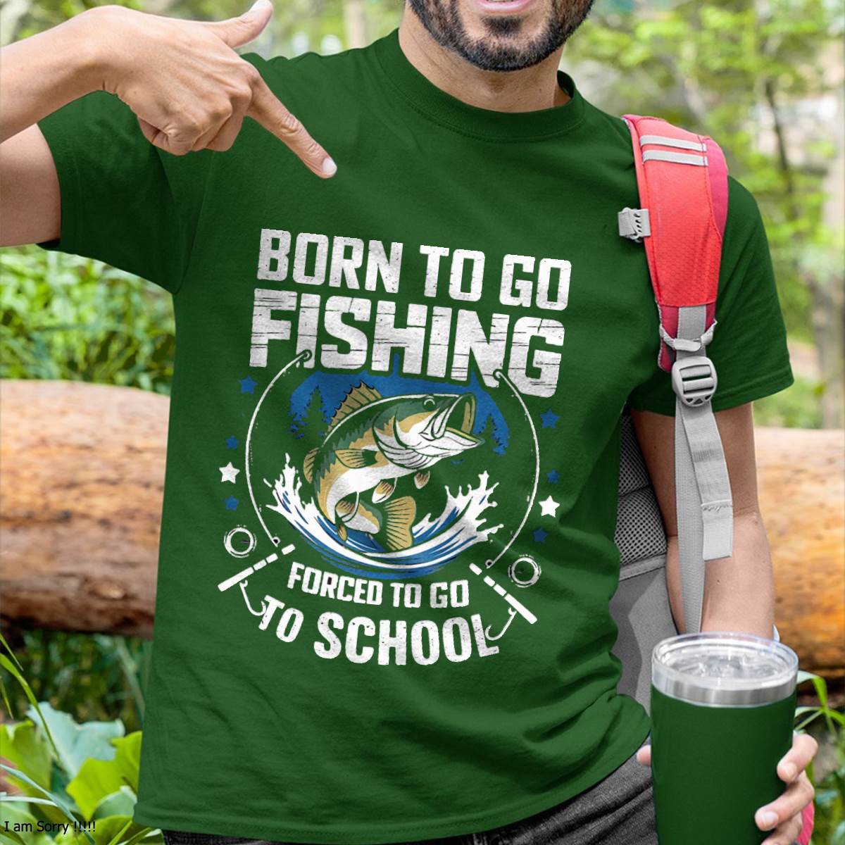 Boys Fishing Born to Go Fishing Forced to Go to School T-Shirt