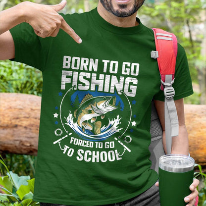 Boys Fishing Born to Go Fishing Forced to Go to School T-Shirt
