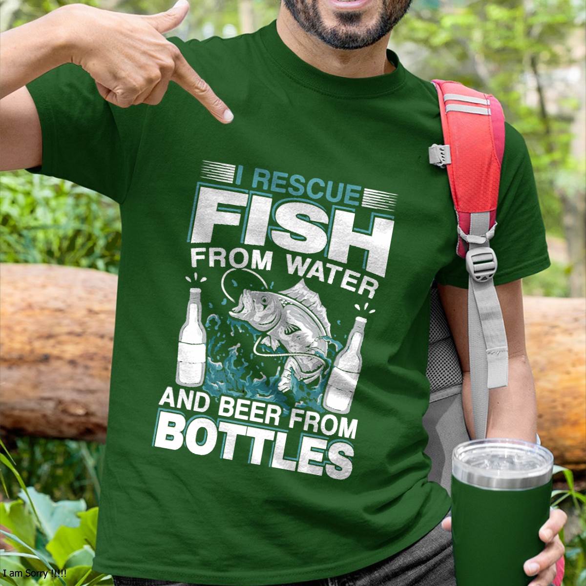 I Rescue Fish From Water And Beer From Bottles Fisherman- Funny Fishing T-Shirt