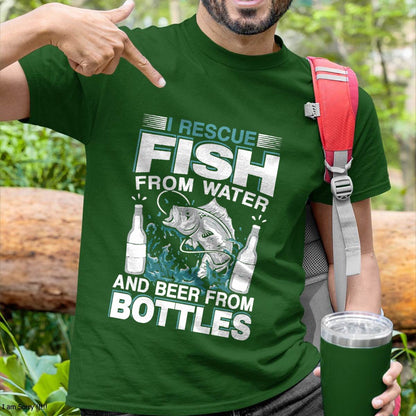 I Rescue Fish From Water And Beer From Bottles Fisherman- Funny Fishing T-Shirt