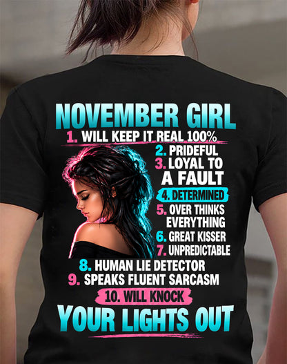 NOVEMBER GIRL - WILL KEEP IT REAL 100% - SHIRT FOR WOMEN - HLT11 (SKU2609-373-11)