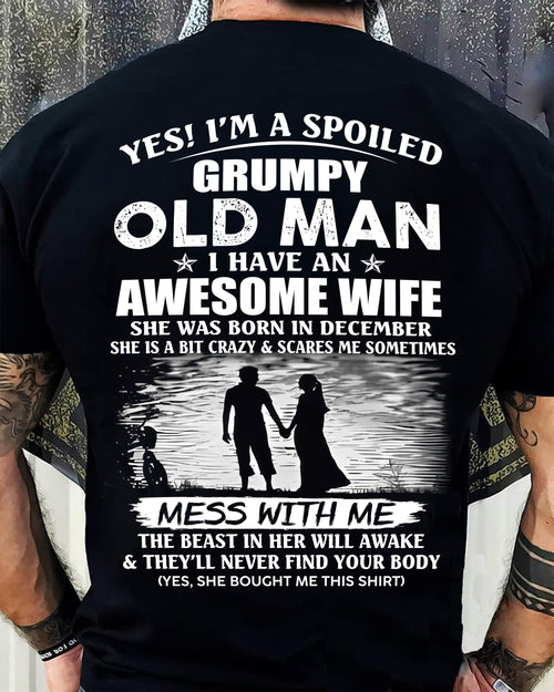 DECEMBER - GRUMPY OLD MAN T-SHIRT – AWESOME WIFE GIFT FROM WIFE - HLT12 (SKU10-79-12)