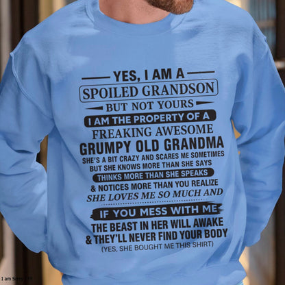 Yes I’m A Stubborn Grandson T-Shirt – Birthday Gift From Grandma / Woman - kien00 (SKU10-171-00)