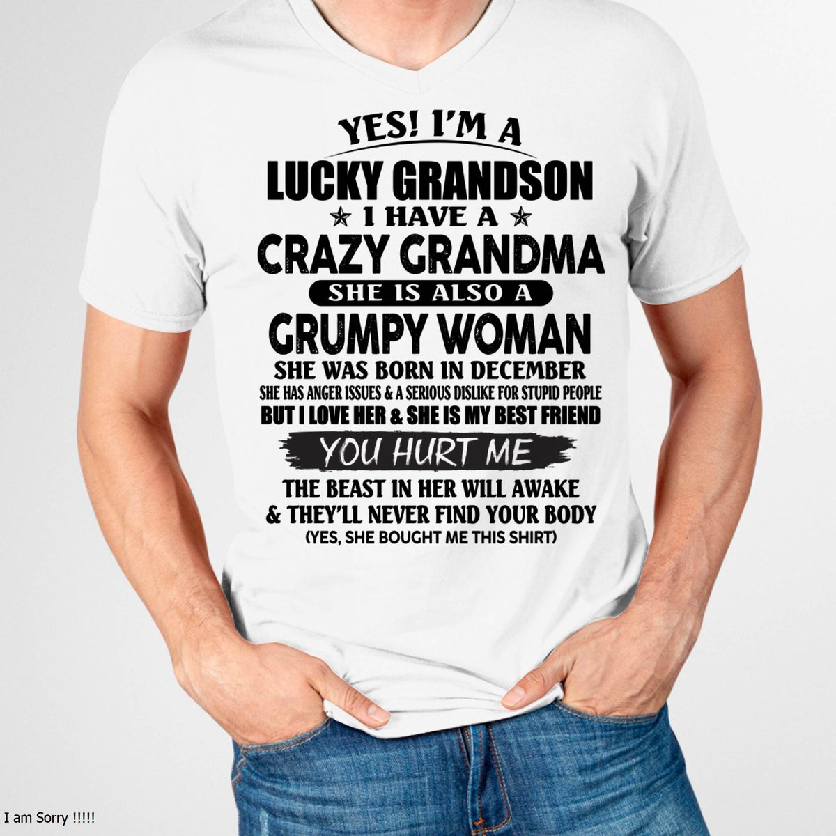DECEMBER - LUCKY GRANDSON OF CRAZY GRANDMA -  PERFECT GIFT FROM GRANDMA - kien12 (SKU12-113-12)
