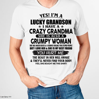 LUCKY GRANDSON OF CRAZY GRANDMA -  PERFECT GIFT FROM GRANDMA - kien00 (SKU12-113-00)