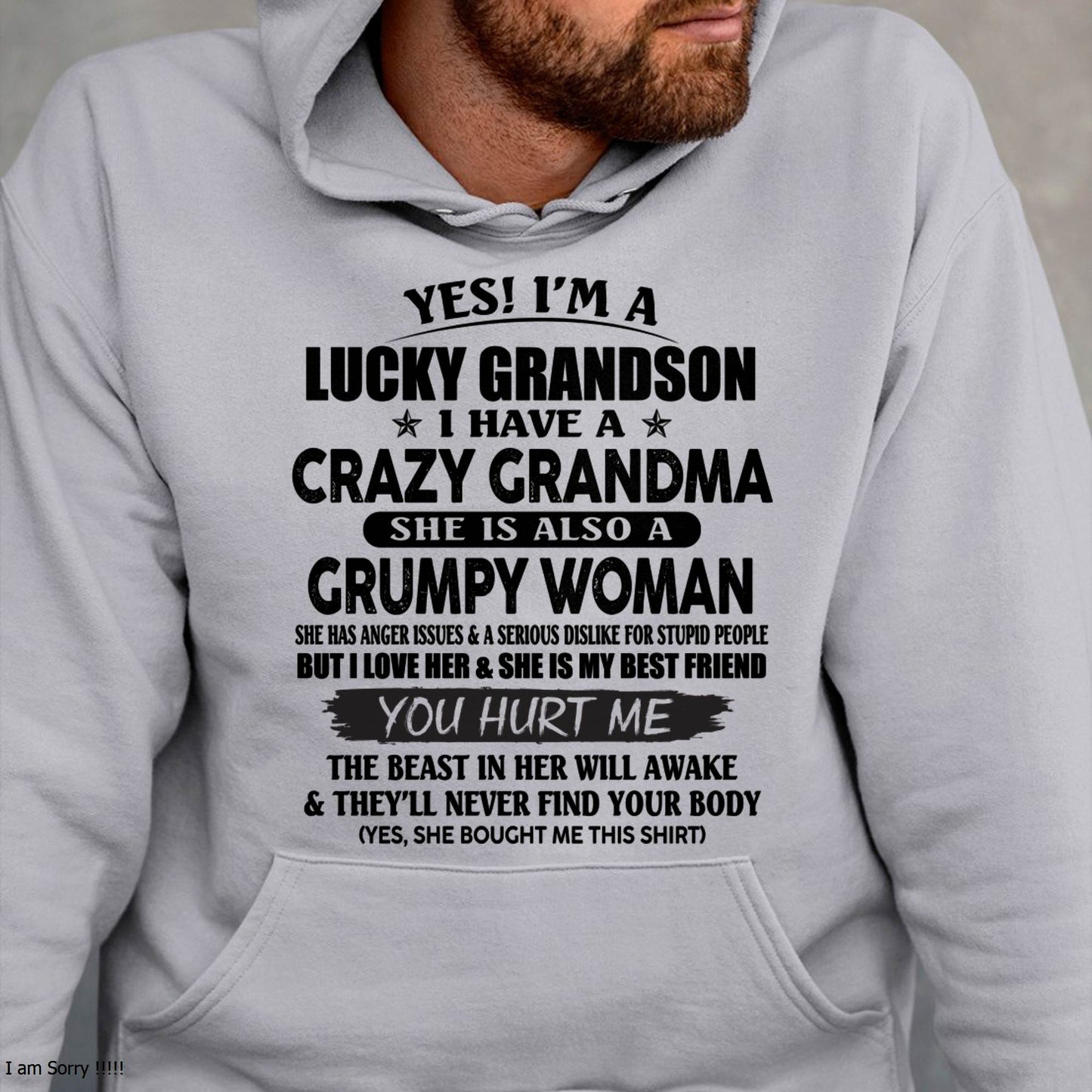 LUCKY GRANDSON OF CRAZY GRANDMA -  PERFECT GIFT FROM GRANDMA - kien00 (SKU12-113-00)