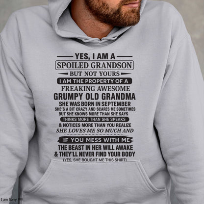 Yes I’m A Stubborn Grandson T-Shirt – Birthday Gift From September Grandma / Woman - kien09 (SKU10-171-09)