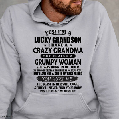 OCTOBER - LUCKY GRANDSON OF CRAZY GRANDMA -  PERFECT GIFT FROM GRANDMA - kien10 (SKU12-113-10)