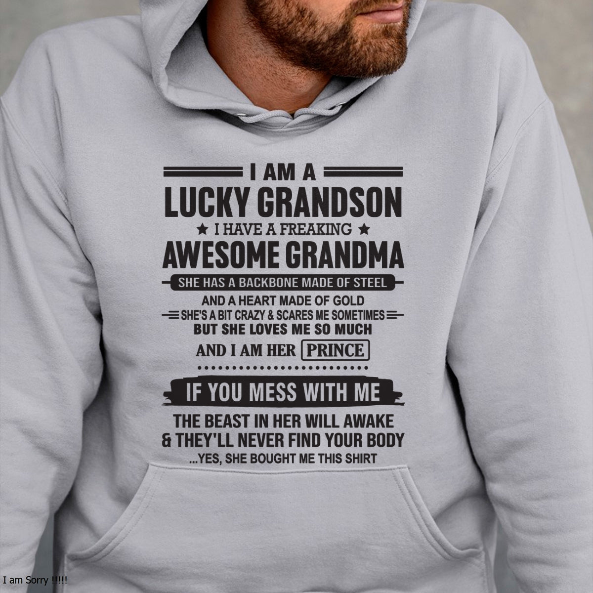 I Am A Lucky Grandson T-Shirt – Birthday Gift From Grandma / Woman - kien00 (SKU11-29-00)
