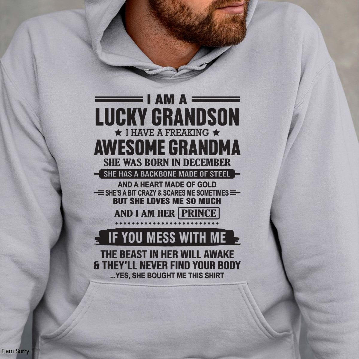 I Am A Lucky Grandson T-Shirt – Birthday Gift From December Grandma / Woman - kien12 (SKU11-29-12)