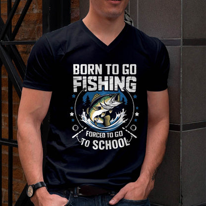 Boys Fishing Born to Go Fishing Forced to Go to School T-Shirt
