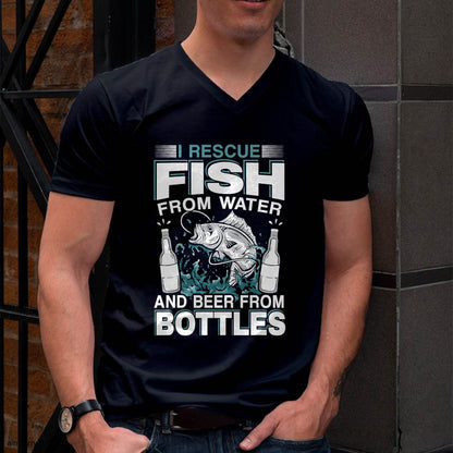 I Rescue Fish From Water And Beer From Bottles Fisherman- Funny Fishing T-Shirt