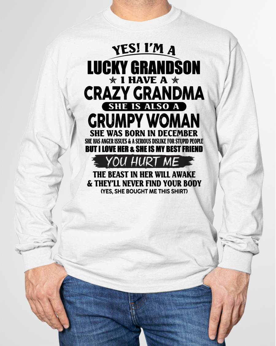 DECEMBER - LUCKY GRANDSON OF CRAZY GRANDMA -  PERFECT GIFT FROM GRANDMA - kien12 (SKU12-113-12)