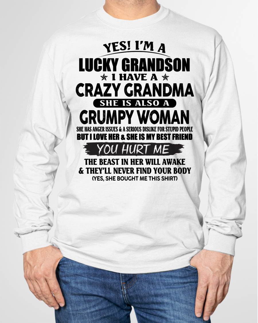 LUCKY GRANDSON OF CRAZY GRANDMA -  PERFECT GIFT FROM GRANDMA - kien00 (SKU12-113-00)