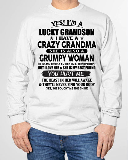 LUCKY GRANDSON OF CRAZY GRANDMA -  PERFECT GIFT FROM GRANDMA - kien00 (SKU12-113-00)
