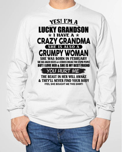 FEBRUARY - LUCKY GRANDSON OF CRAZY GRANDMA -  PERFECT GIFT FROM GRANDMA - kien02 (SKU12-113-02)