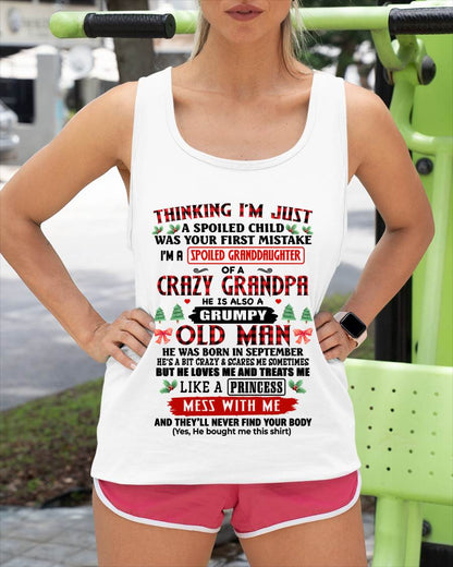 SEPTEMBER, SPOILED GRANDDAUGHTER OF A CRAZY GRANDPA - SHIRT FROM GRANDPA TO GRANDDAUGHTER - KIEN09 (SKU2607-153-09)