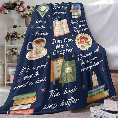 Reading Journal Blanket - Book Lover Sherpa Fleece Throw For Woman - KIEN00