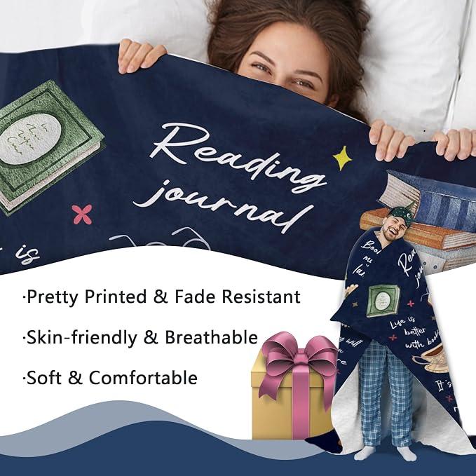 Reading Journal Blanket - Book Lover Sherpa Fleece Throw For Woman - KIEN00