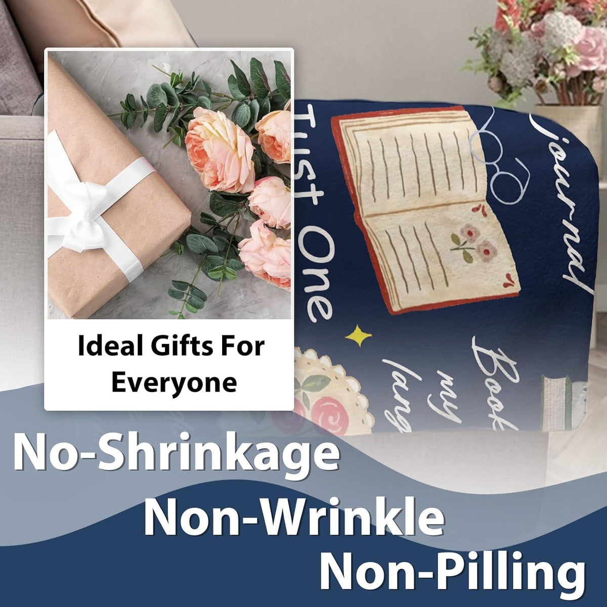 Reading Journal Blanket - Book Lover Sherpa Fleece Throw For Woman - KIEN00