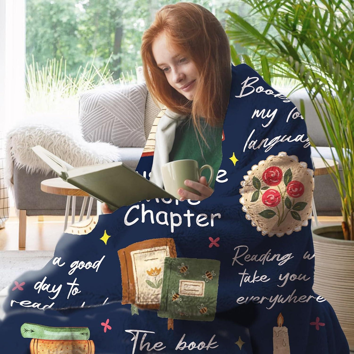 Reading Journal Blanket - Book Lover Sherpa Fleece Throw For Woman - KIEN00